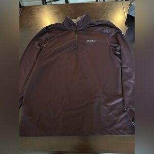 Eddie Bauer men’s Maroon Long Sleeve Quarter Zip FreeHeat Pullover Sz Large